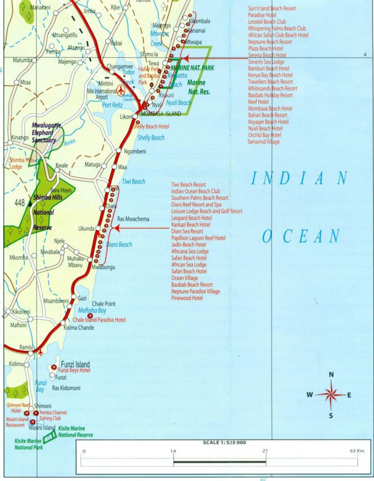 χάρτης της Κένυα ακτή