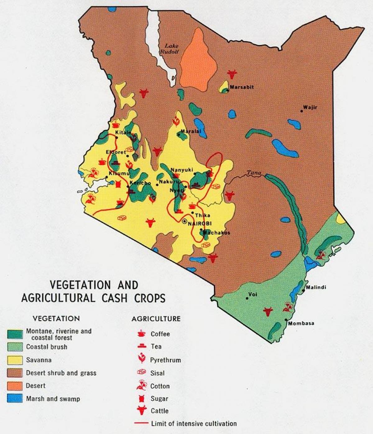 χάρτης της Κένυας φυσικών πόρων