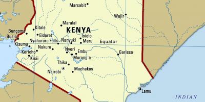 Χάρτης με τις πόλεις της Κένυας