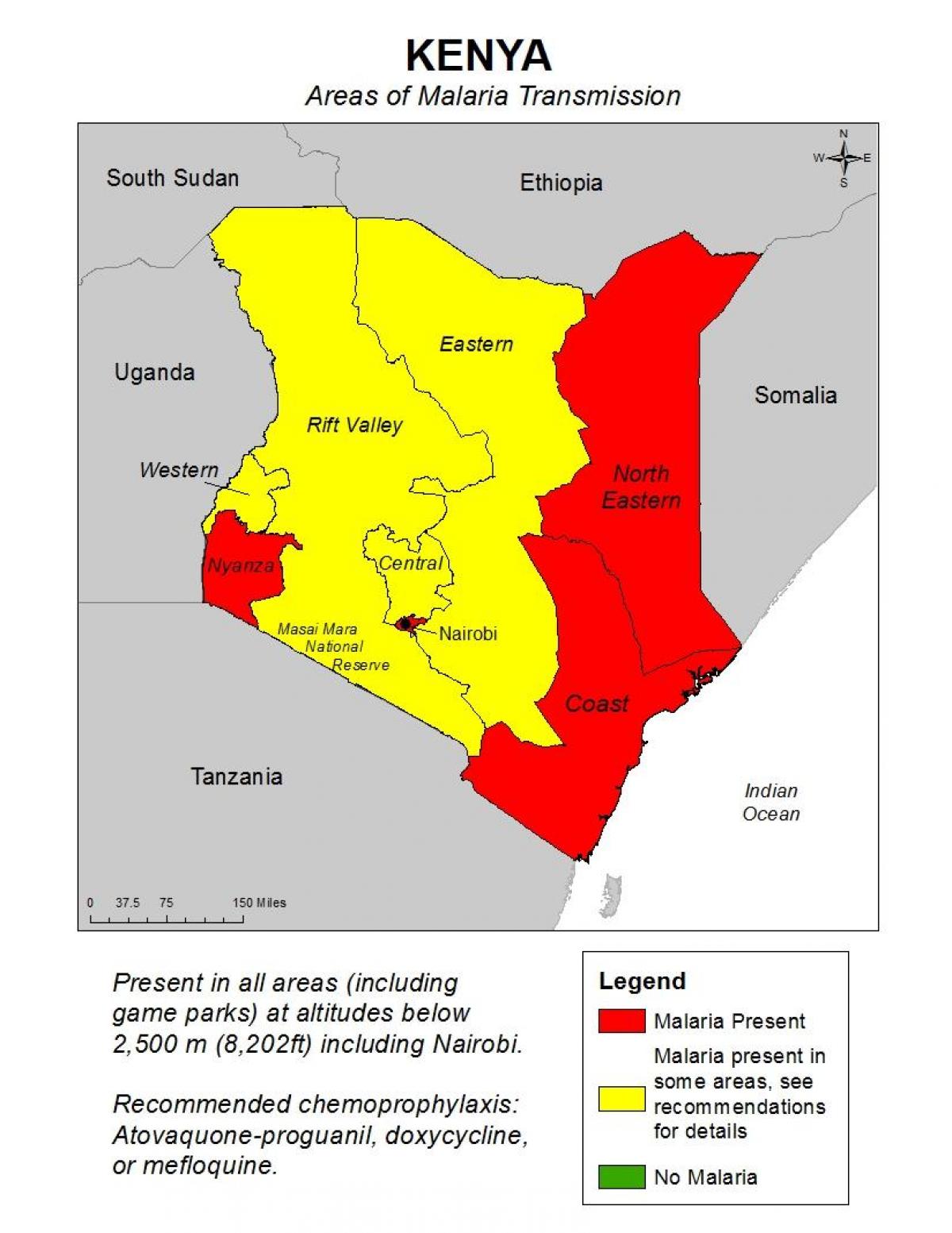χάρτης της Κένυας ελονοσία