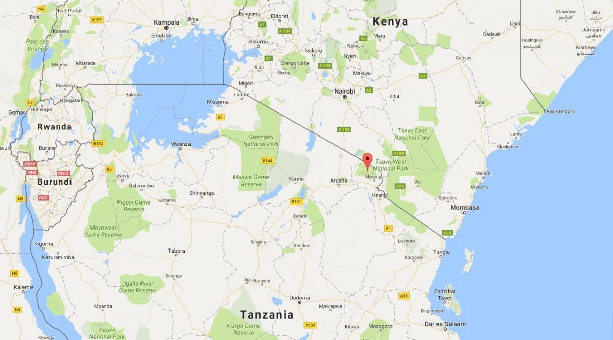 παγκόσμιο χάρτη που δείχνει την Κένυα