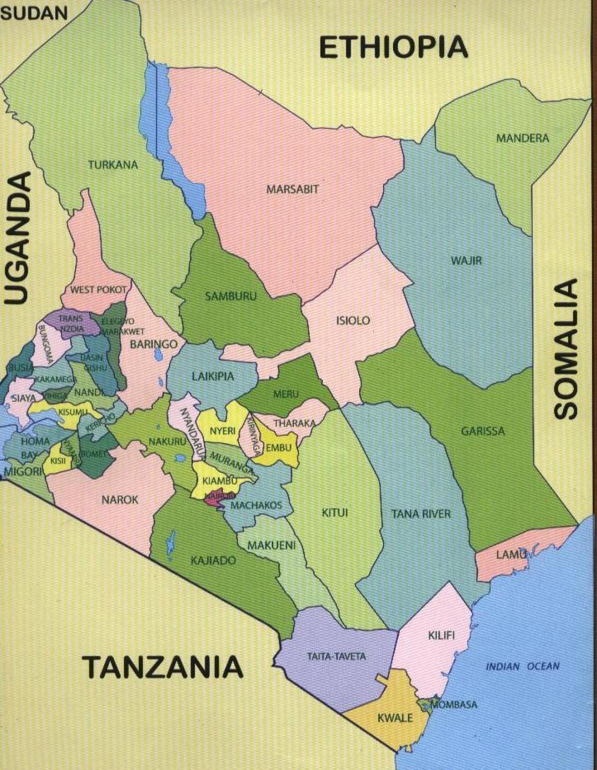 κομητείες της Κένυα χάρτης