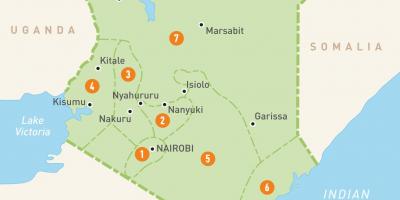 Χάρτης της Κένυα δείχνει επαρχίες